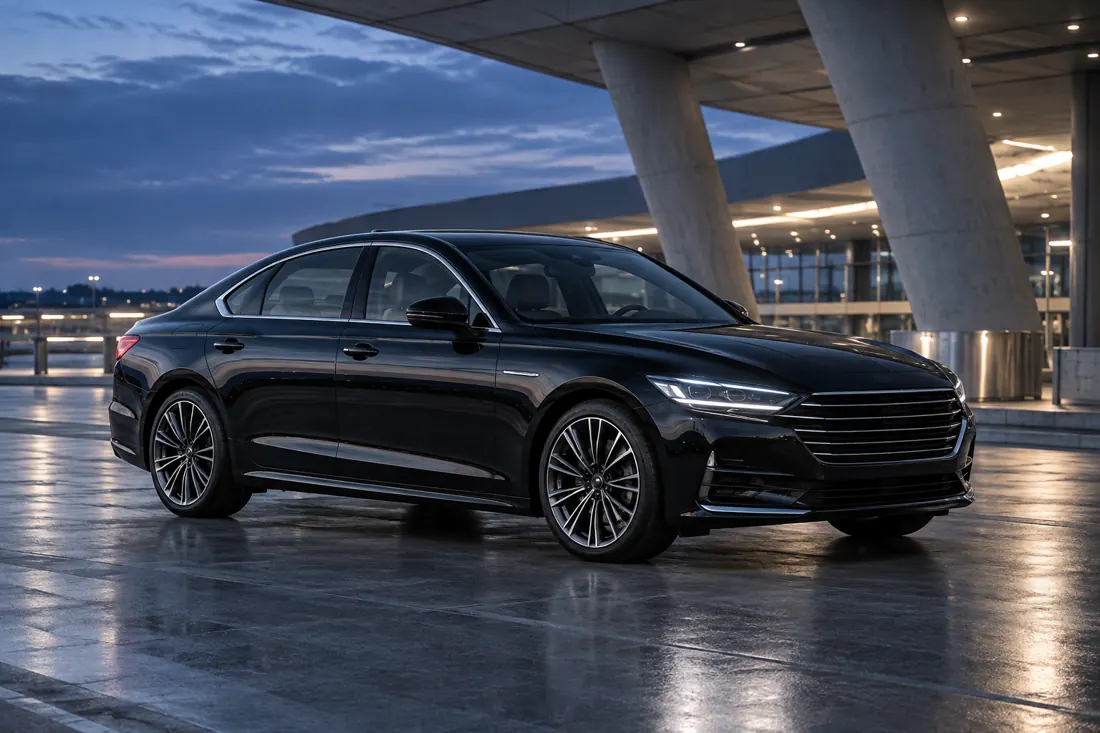 Illustrative black chauffeur vehicle in the JFK service fleet